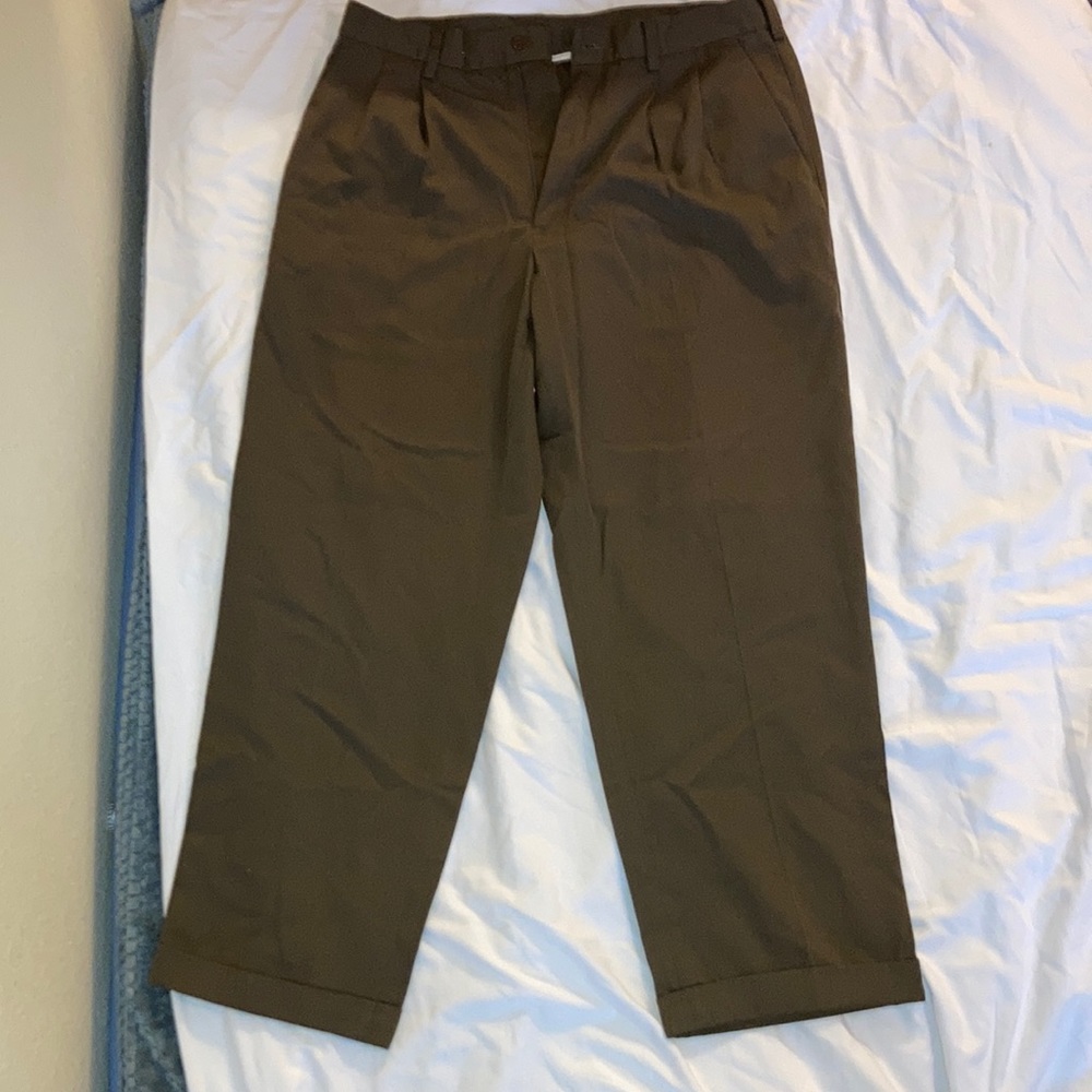 ADOLFO Men’s Pleated Dress Pants dark olive green